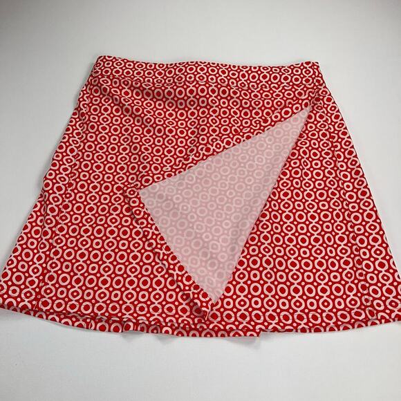 Ripskirt Hawaii Adjustable Wrap Skirt Orange Geometric Print Size L Length 2 - Picture 2 of 9